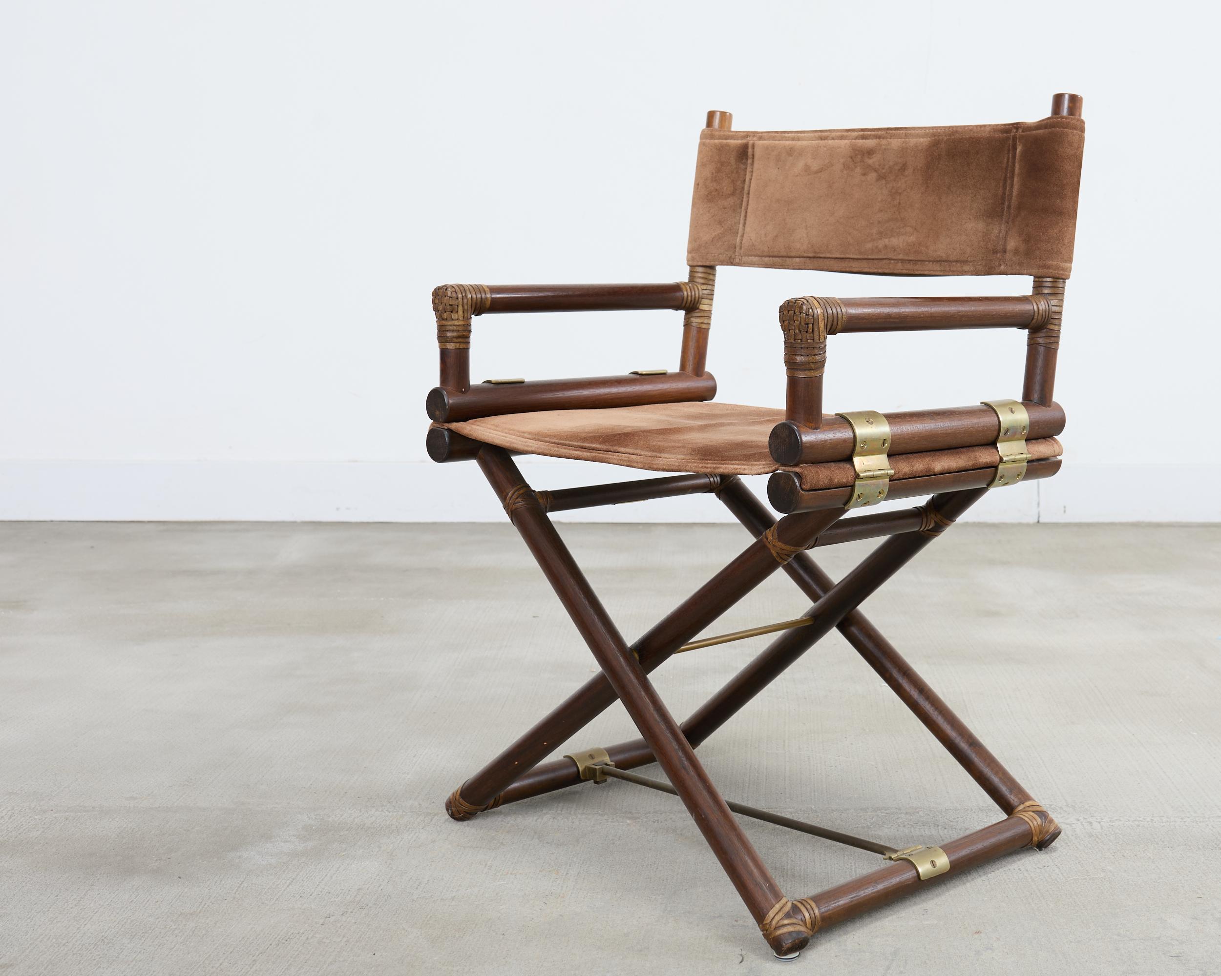 Brass Pair of McGuire Campaign Style Directors Chairs For Sale