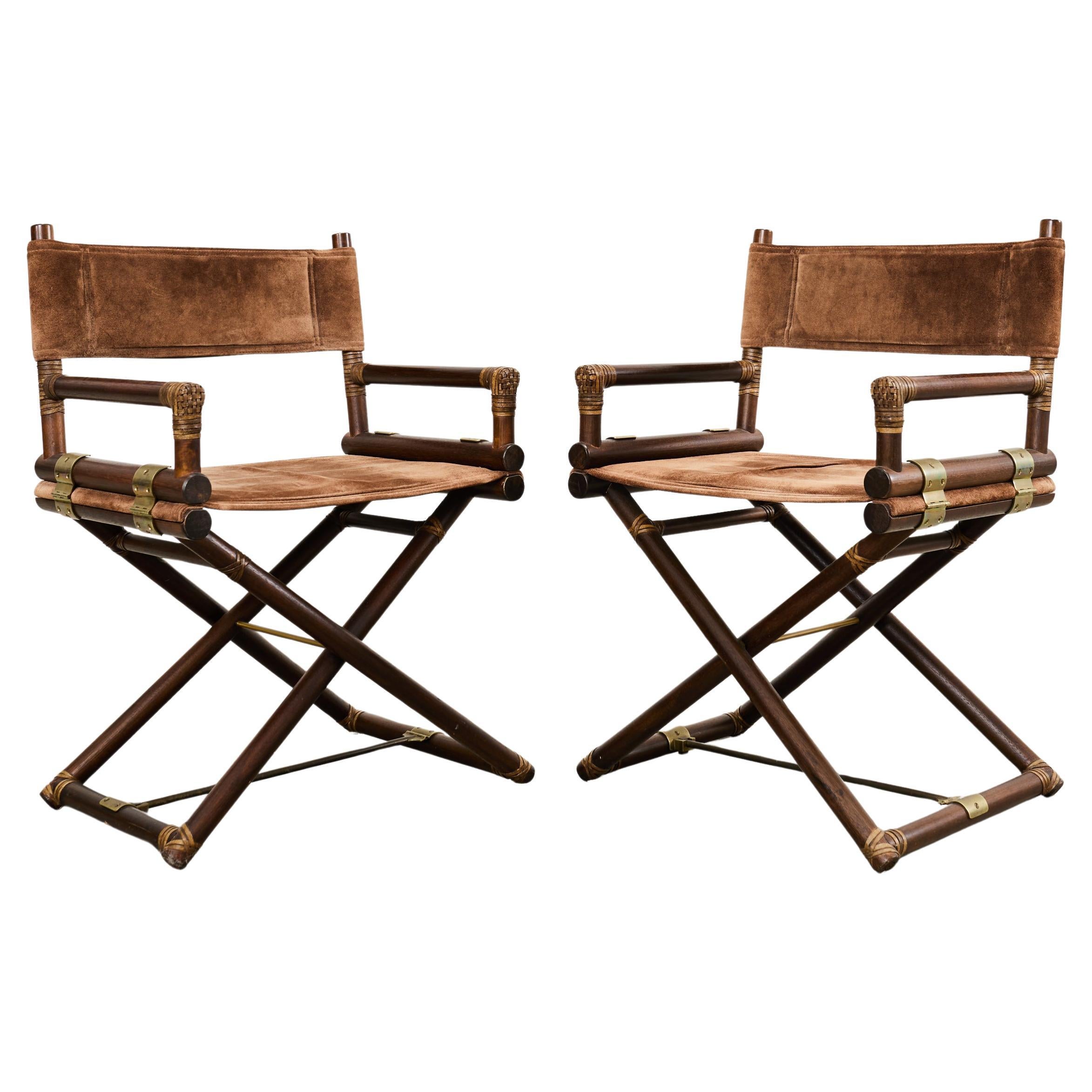 Pair of McGuire Campaign Style Directors Chairs For Sale