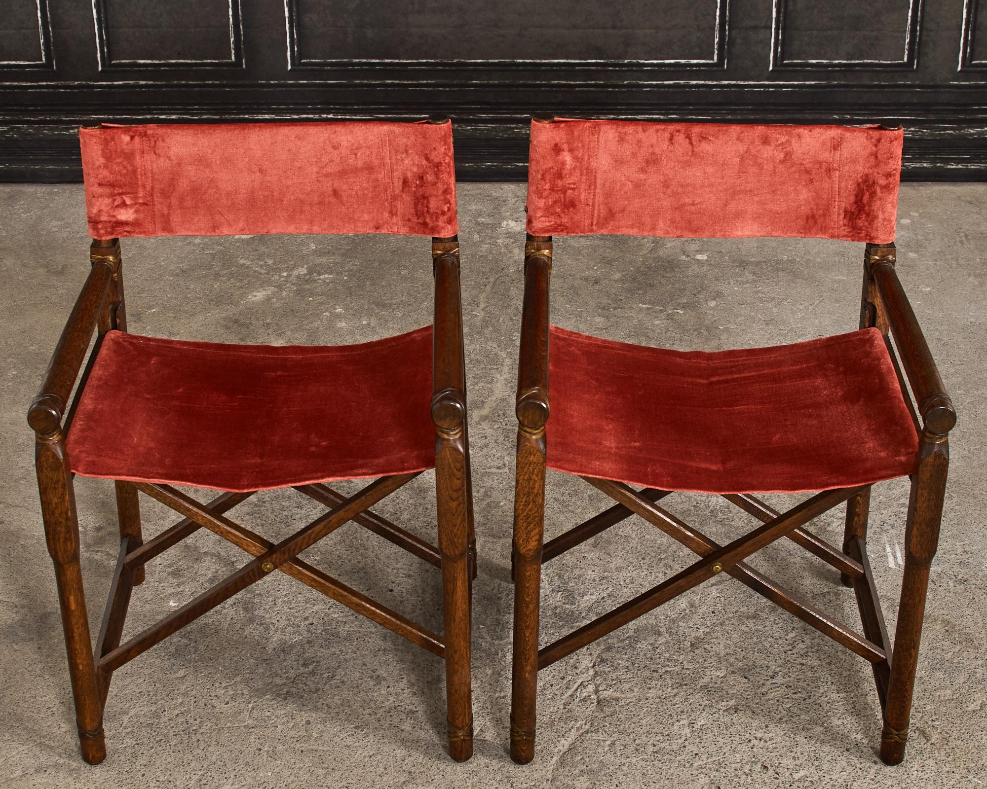 American Pair of McGuire Campaign Style Oak Directors Chairs For Sale
