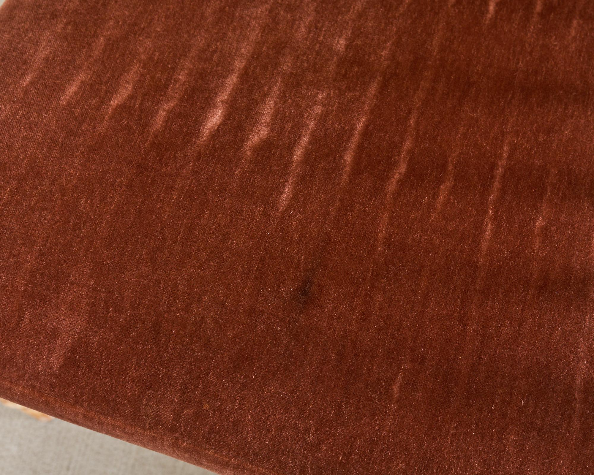 Coppia di poltrone da biblioteca McGuire in rattan cerato e mohair in vendita 7