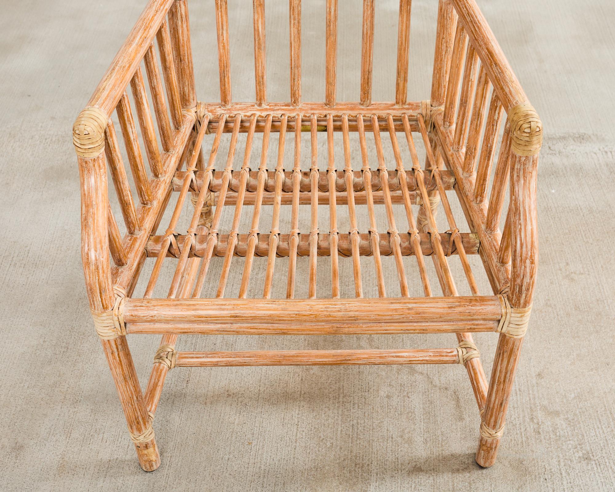 Coppia di poltrone da biblioteca McGuire in rattan cerato e mohair in vendita 11
