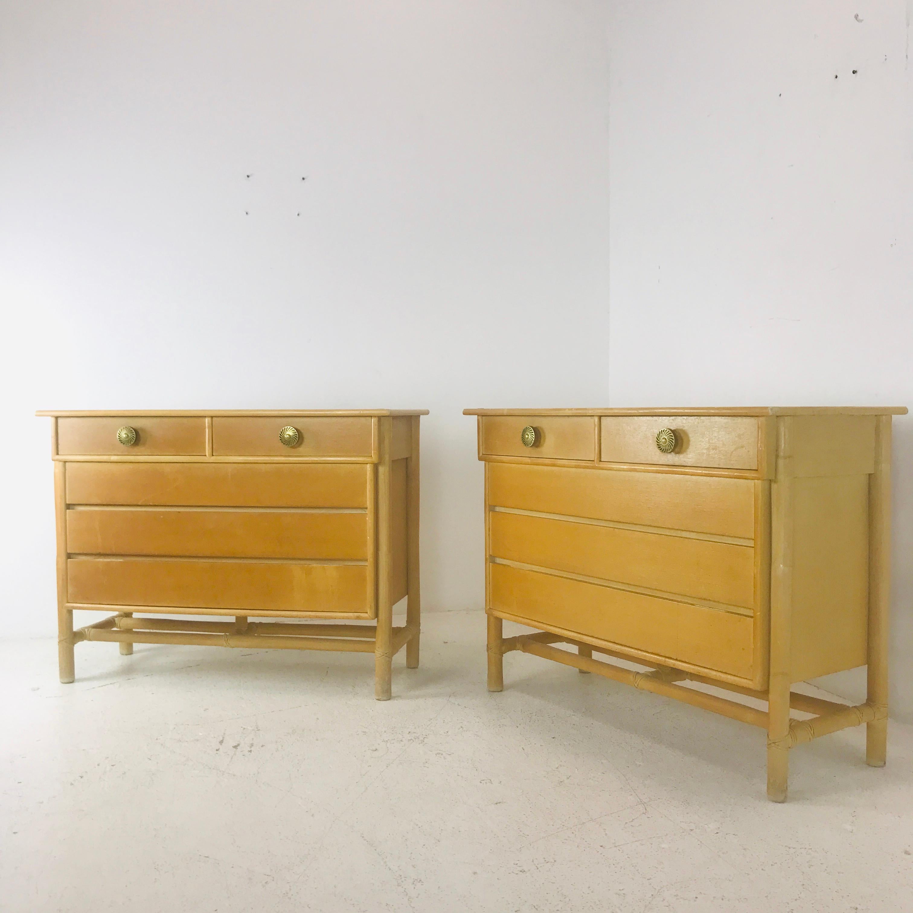American Pair of McGuire Commodes/Chests