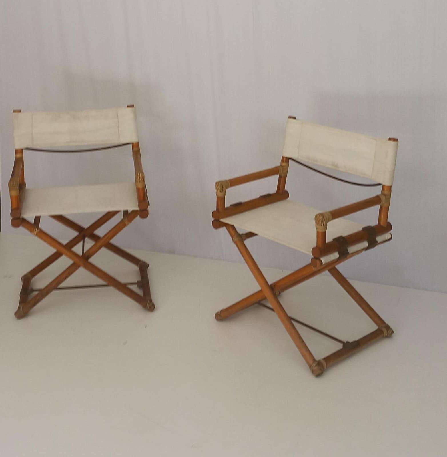 Mid-Century moderno Pair of McGuire Director’s Chairs, 50s in vendita