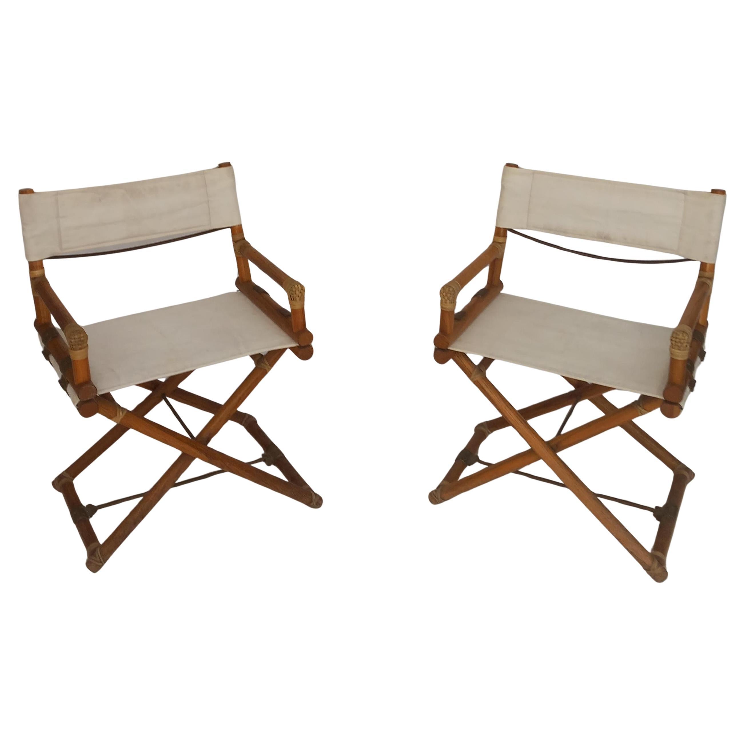 Pair of McGuire Director’s Chairs, 50s in vendita