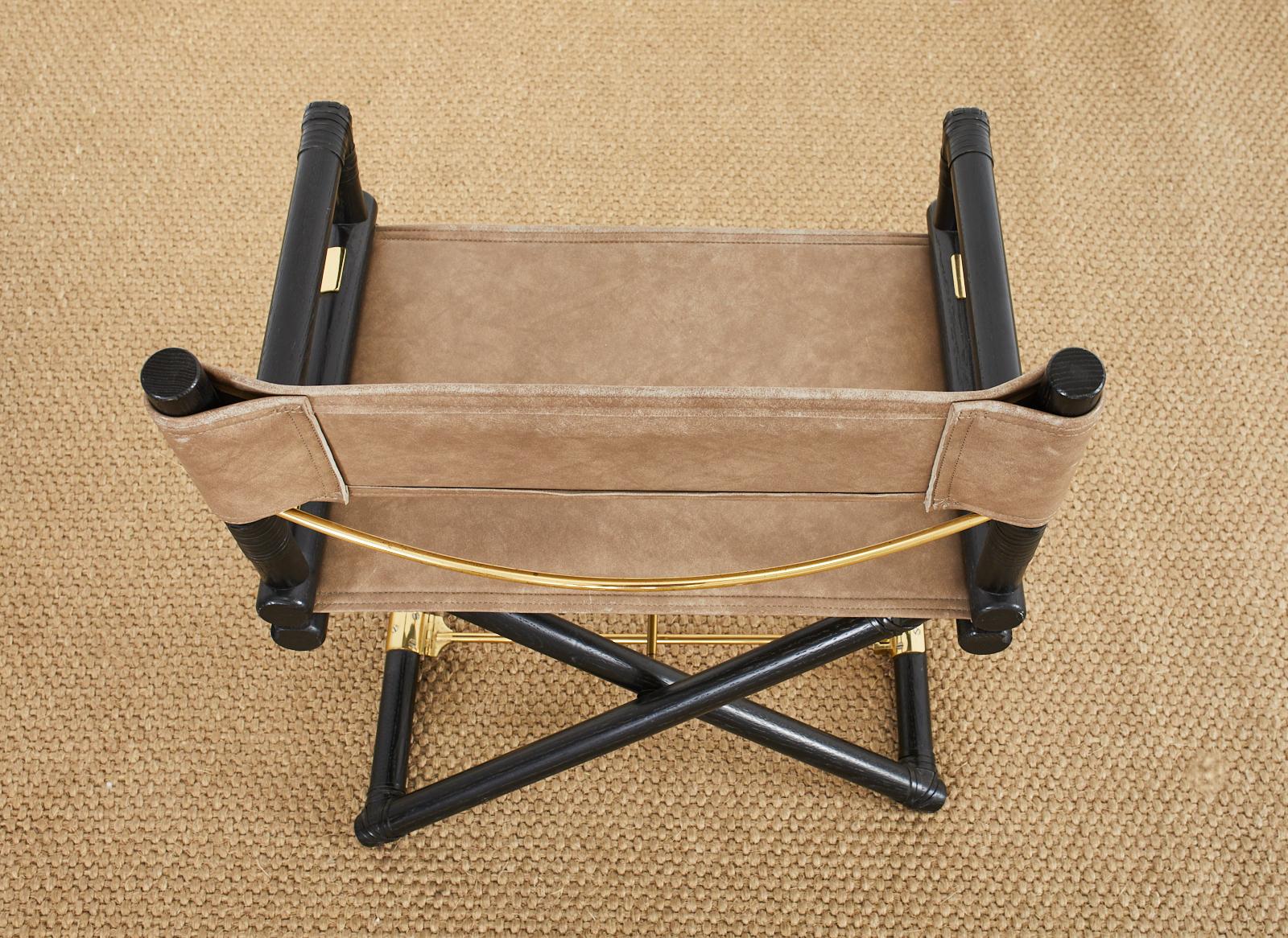Pair of McGuire Ebonized Oak Campaign Style Directors Chairs 8