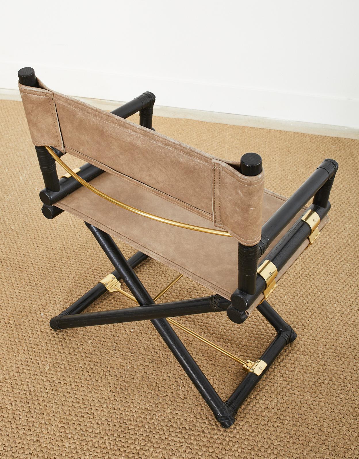 Pair of McGuire Ebonized Oak Campaign Style Directors Chairs 1