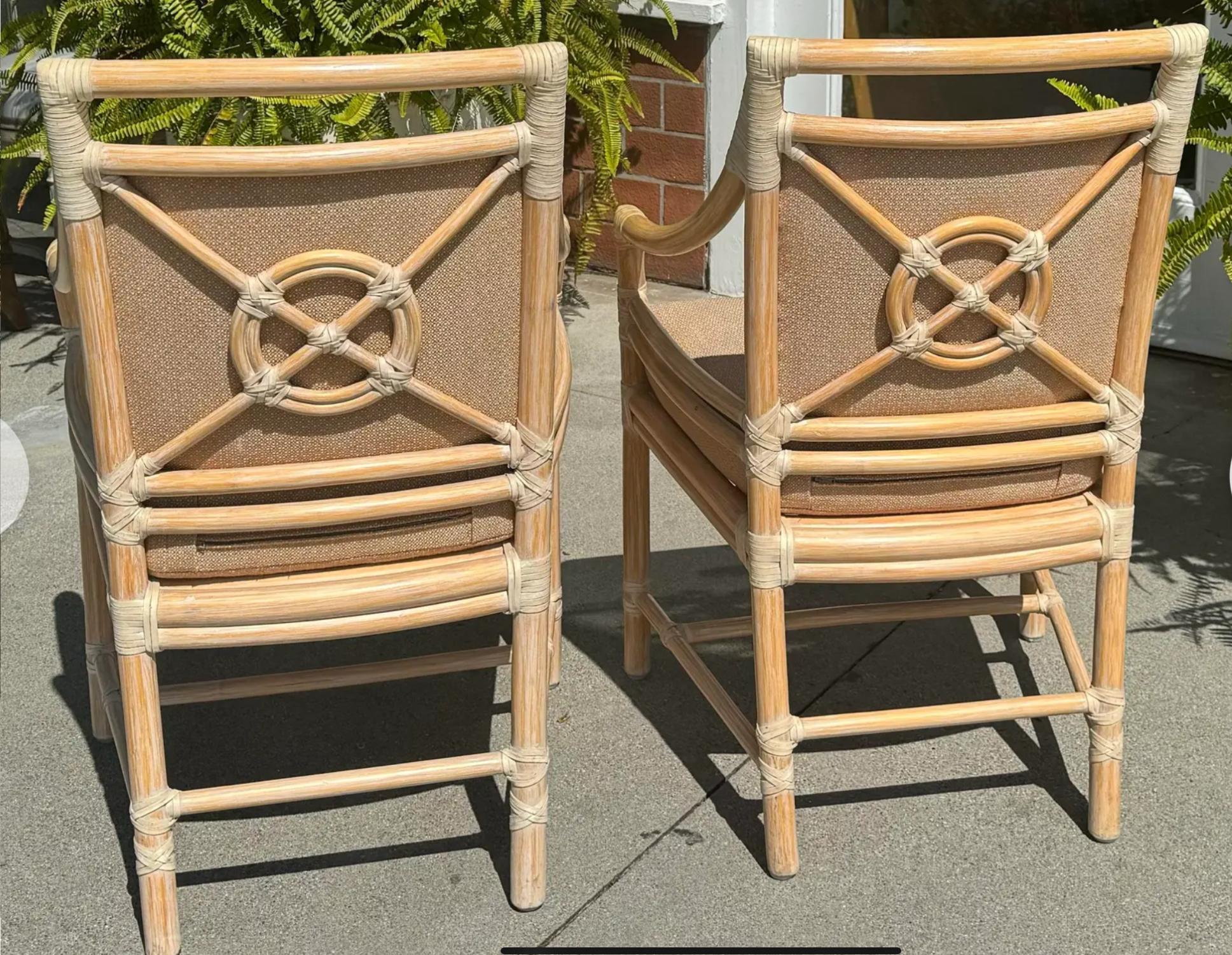 Américain Paire de fauteuils en bambou McGuire Furniture Company - motif cible en vente