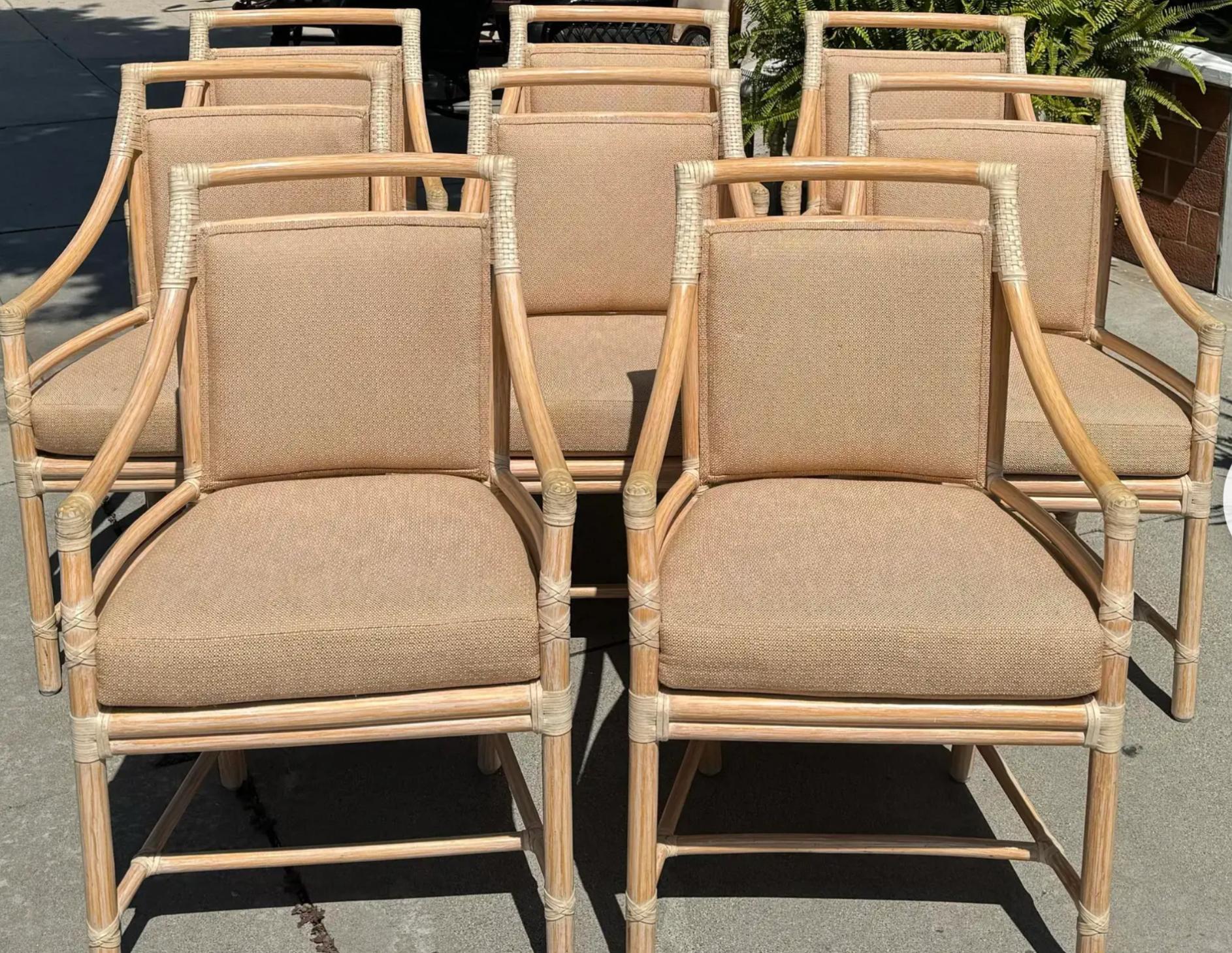 Paire de fauteuils en bambou McGuire Furniture Company - motif cible Bon état - En vente à LOS ANGELES, CA