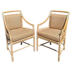 Used Pair of McGuire Furniture Company Bamboo Arm Chairs - Target Pattern
