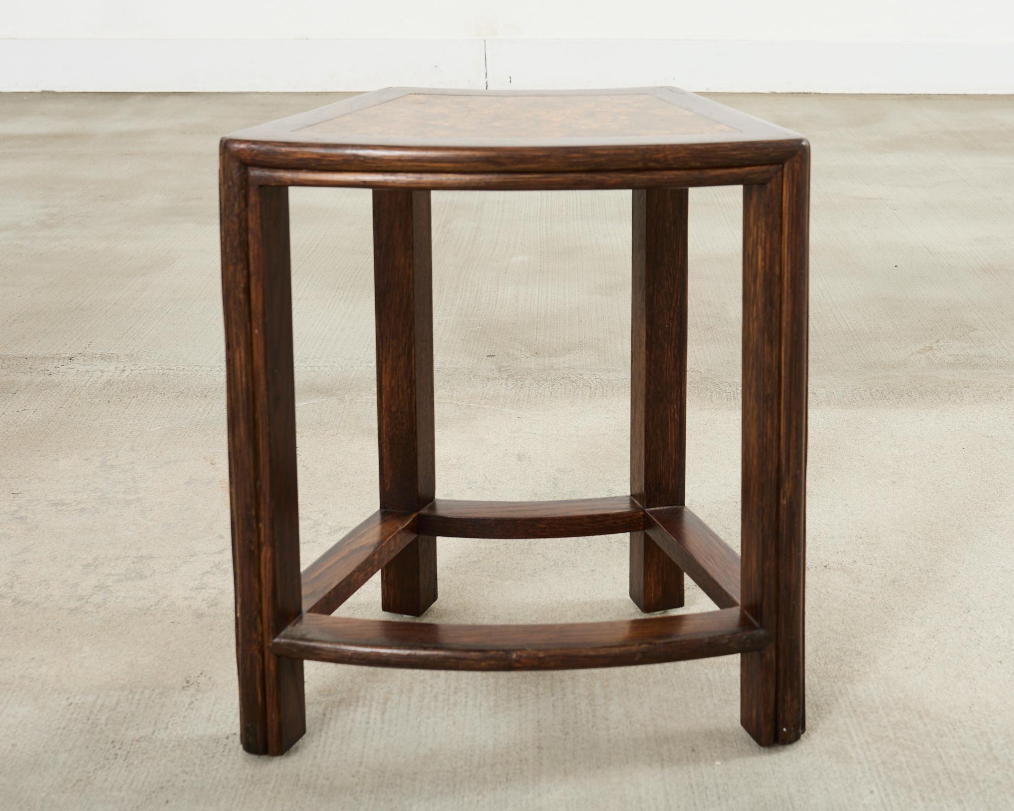 Pair of McGuire Midcentury Oak Demilune Stools en venta 7