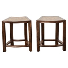 Vintage Pair of McGuire Midcentury Oak Demilune Stools