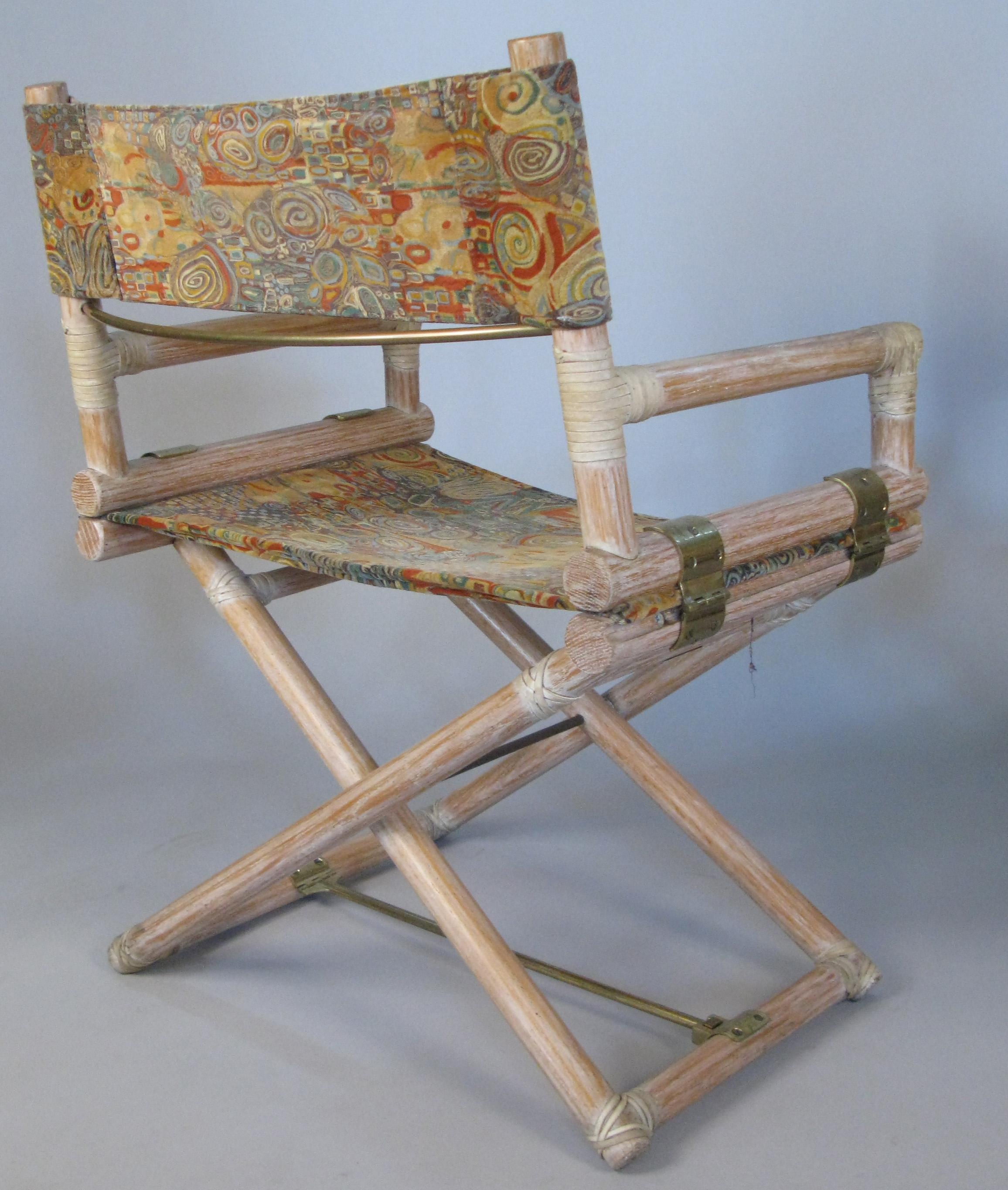 Pair of McGuire Oak and Brass Directors Campaign Chairs 1