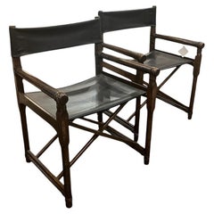 Pair of McGuire Oak Folding Campaign Chairs
