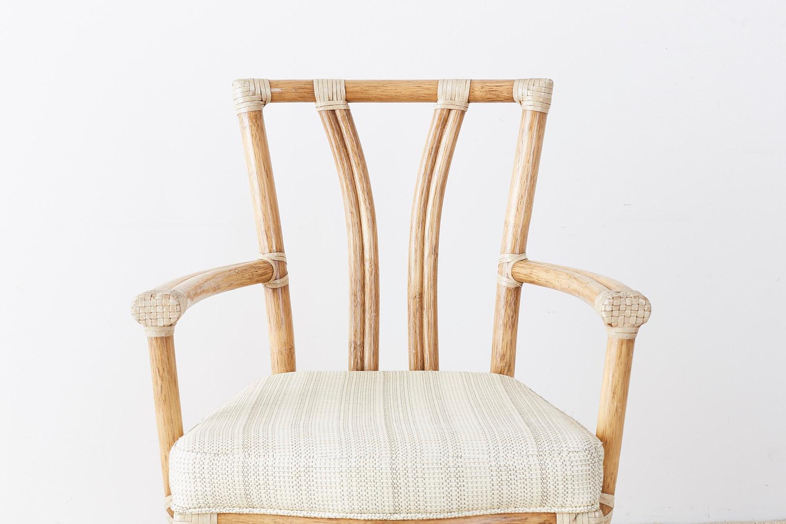 Pair of McGuire Organic Modern Bamboo Rattan Armchairs 2