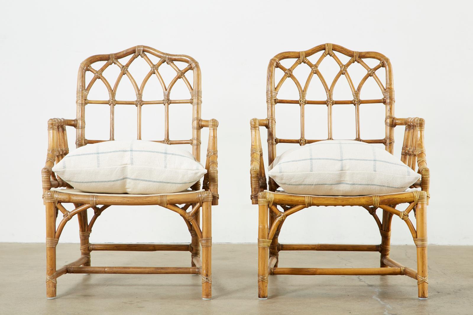20th Century Pair of McGuire Organic Modern Bamboo Rattan Armchairs