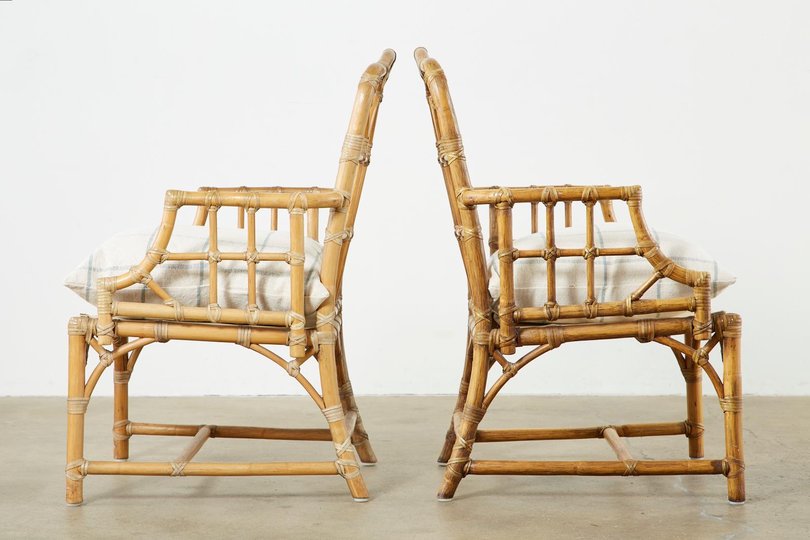 Pair of McGuire Organic Modern Bamboo Rattan Armchairs 2