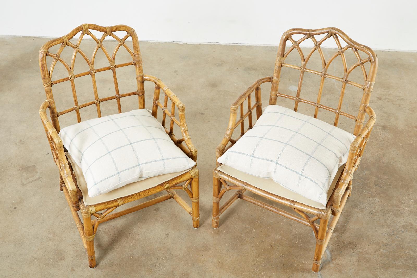 Pair of McGuire Organic Modern Bamboo Rattan Armchairs 3