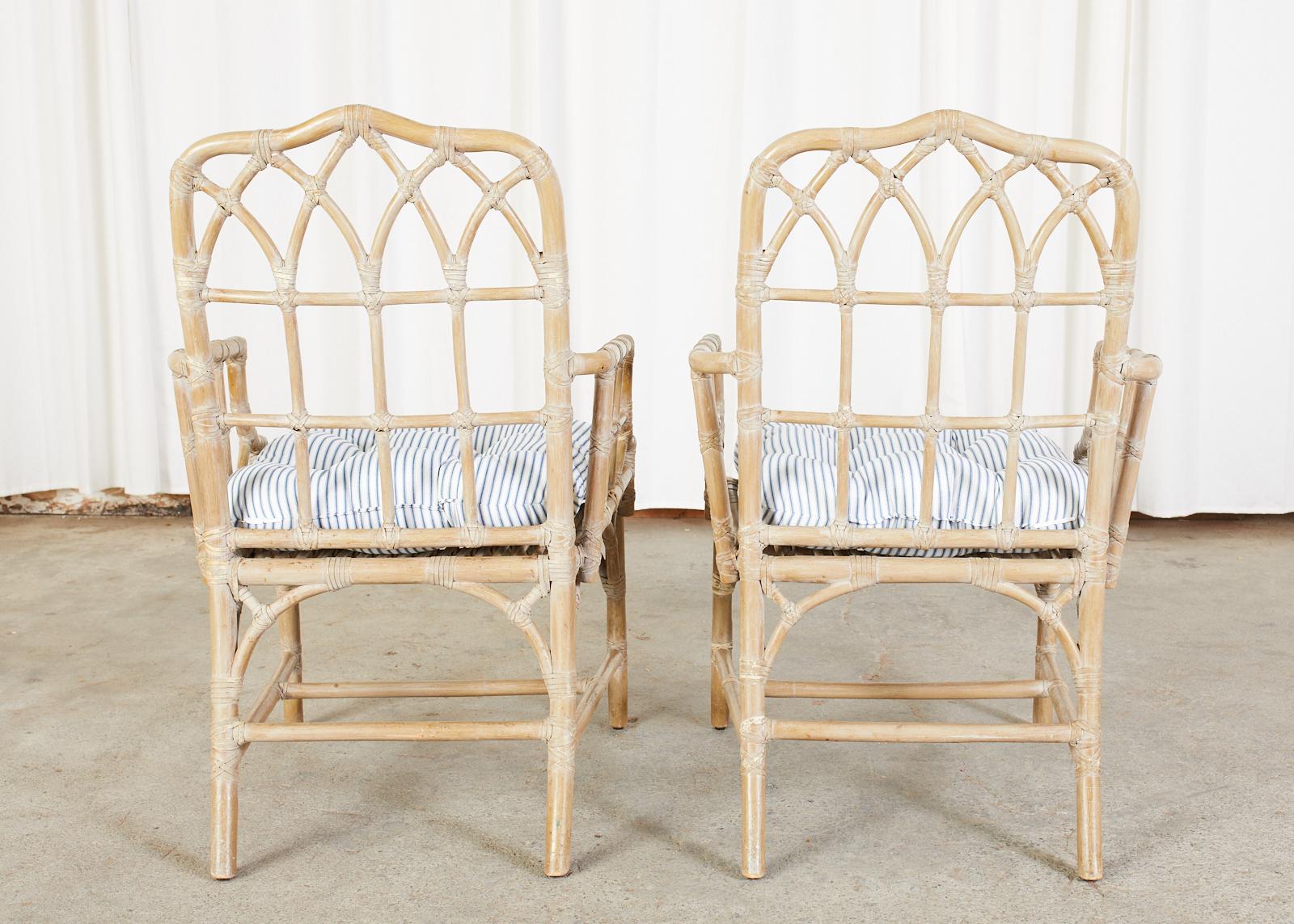 Pair of McGuire Organic Modern Bamboo Rattan Dining Armchairs 11