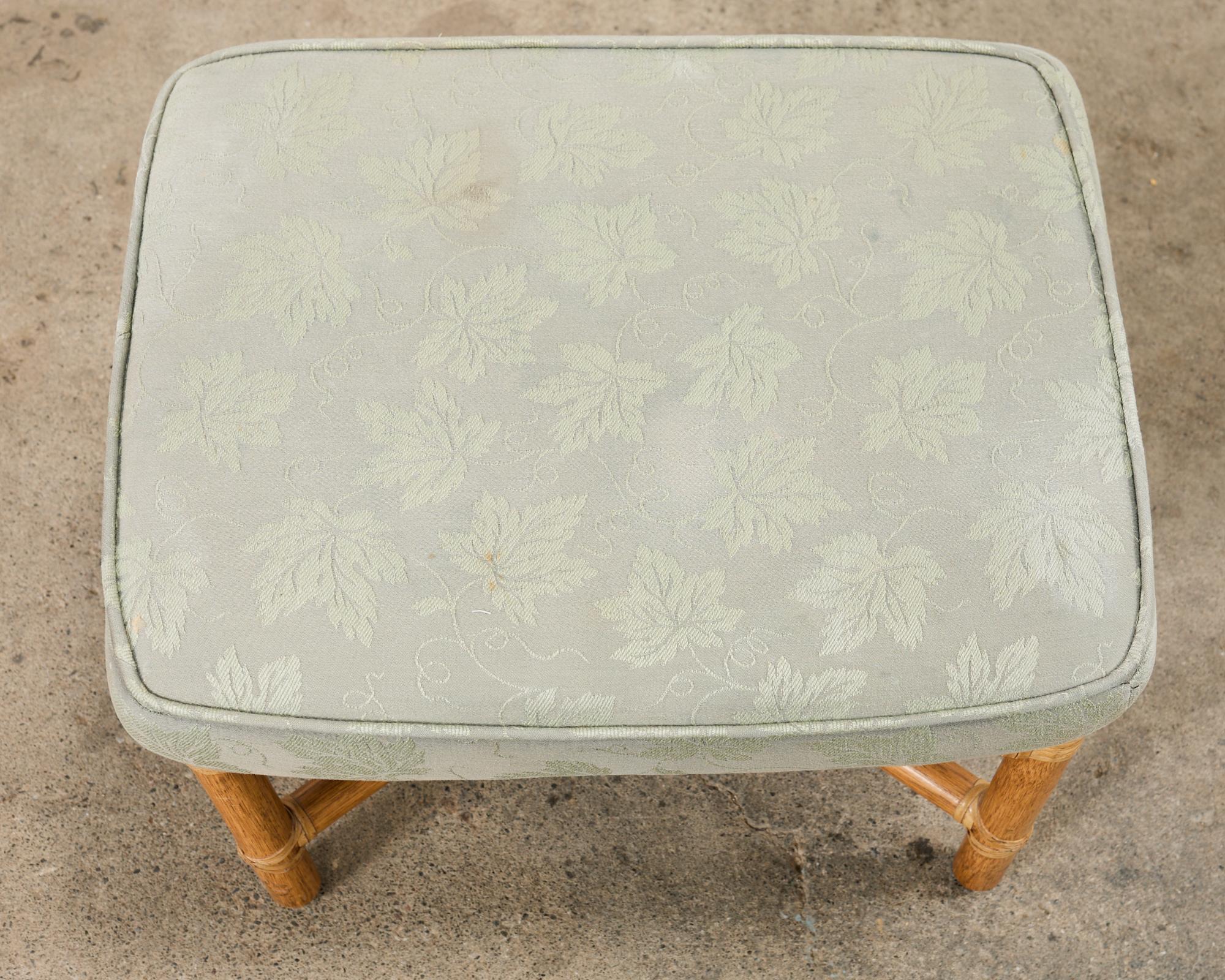 Pair of McGuire Organic Modern Bamboo Rattan Footstool Ottomans 3