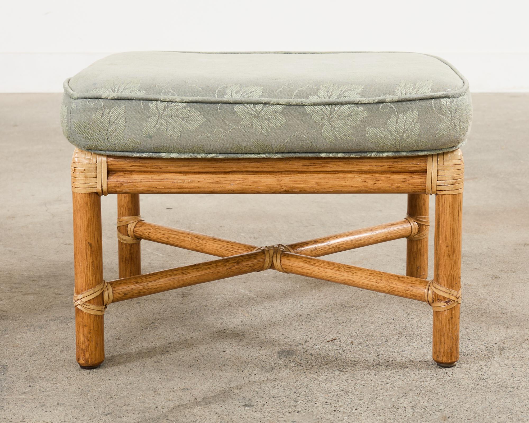 Pair of McGuire Organic Modern Bamboo Rattan Footstool Ottomans 4