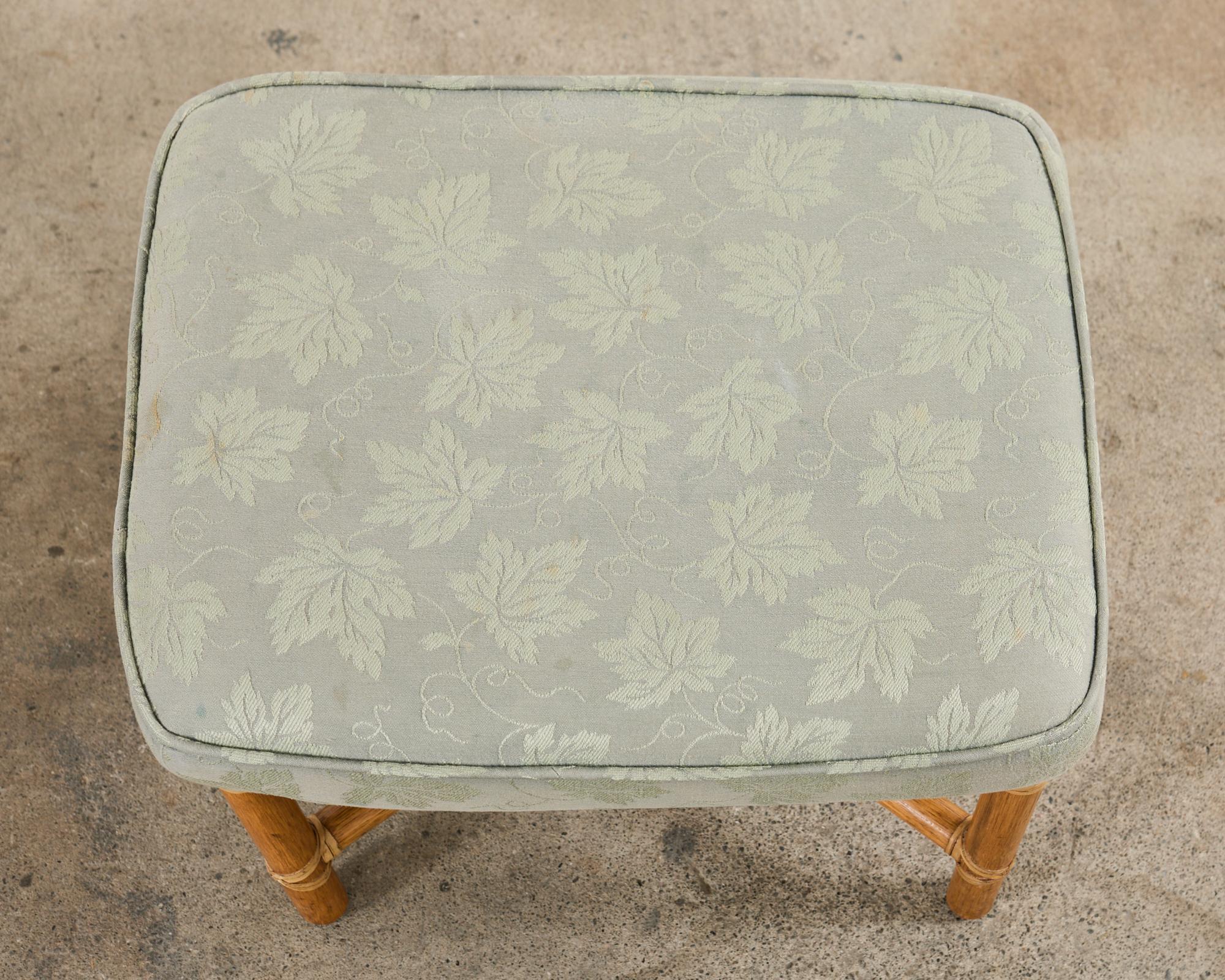 Pair of McGuire Organic Modern Bamboo Rattan Footstool Ottomans 5