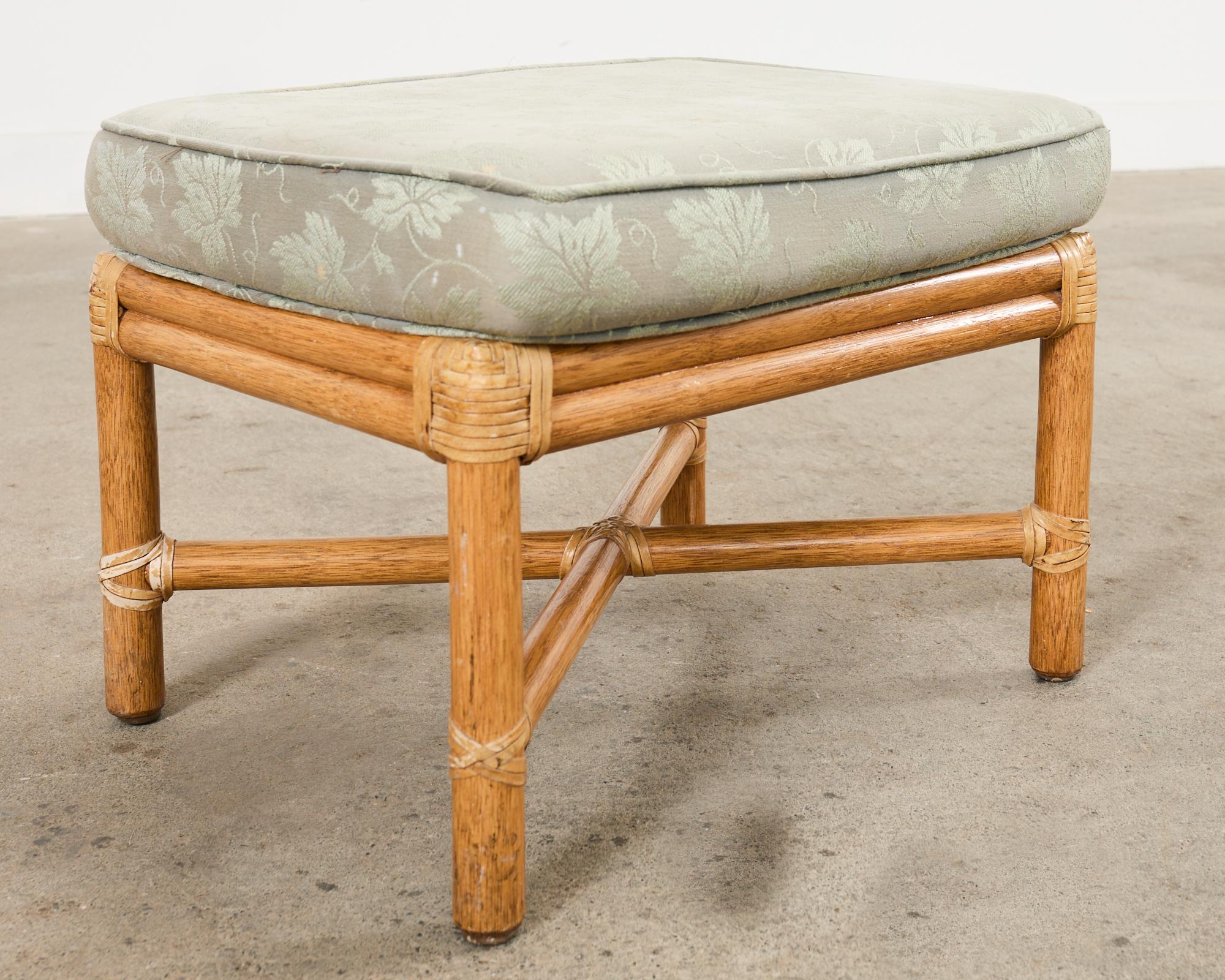 Pair of McGuire Organic Modern Bamboo Rattan Footstool Ottomans 6