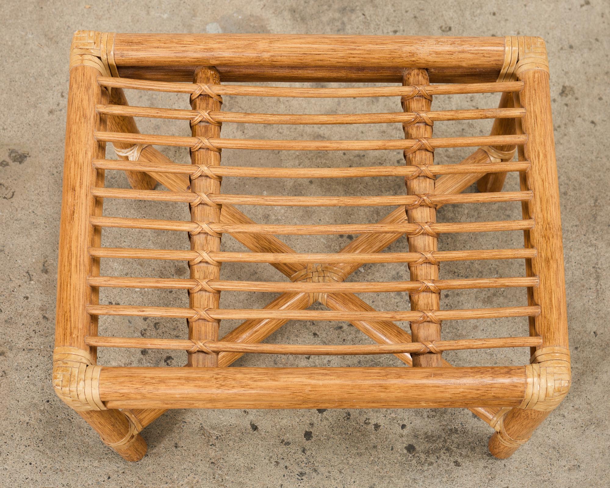 Pair of McGuire Organic Modern Bamboo Rattan Footstool Ottomans 8