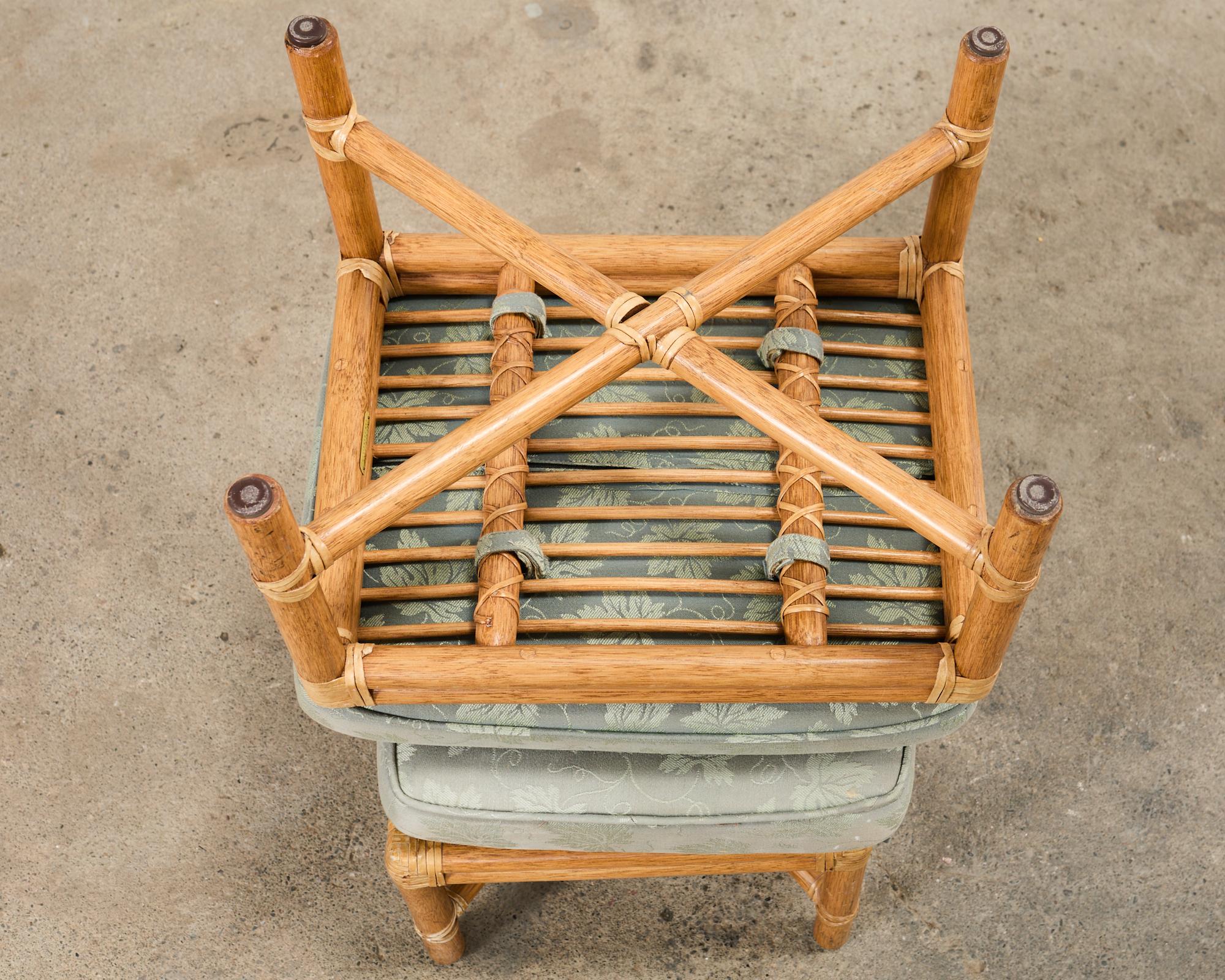 Pair of McGuire Organic Modern Bamboo Rattan Footstool Ottomans 11