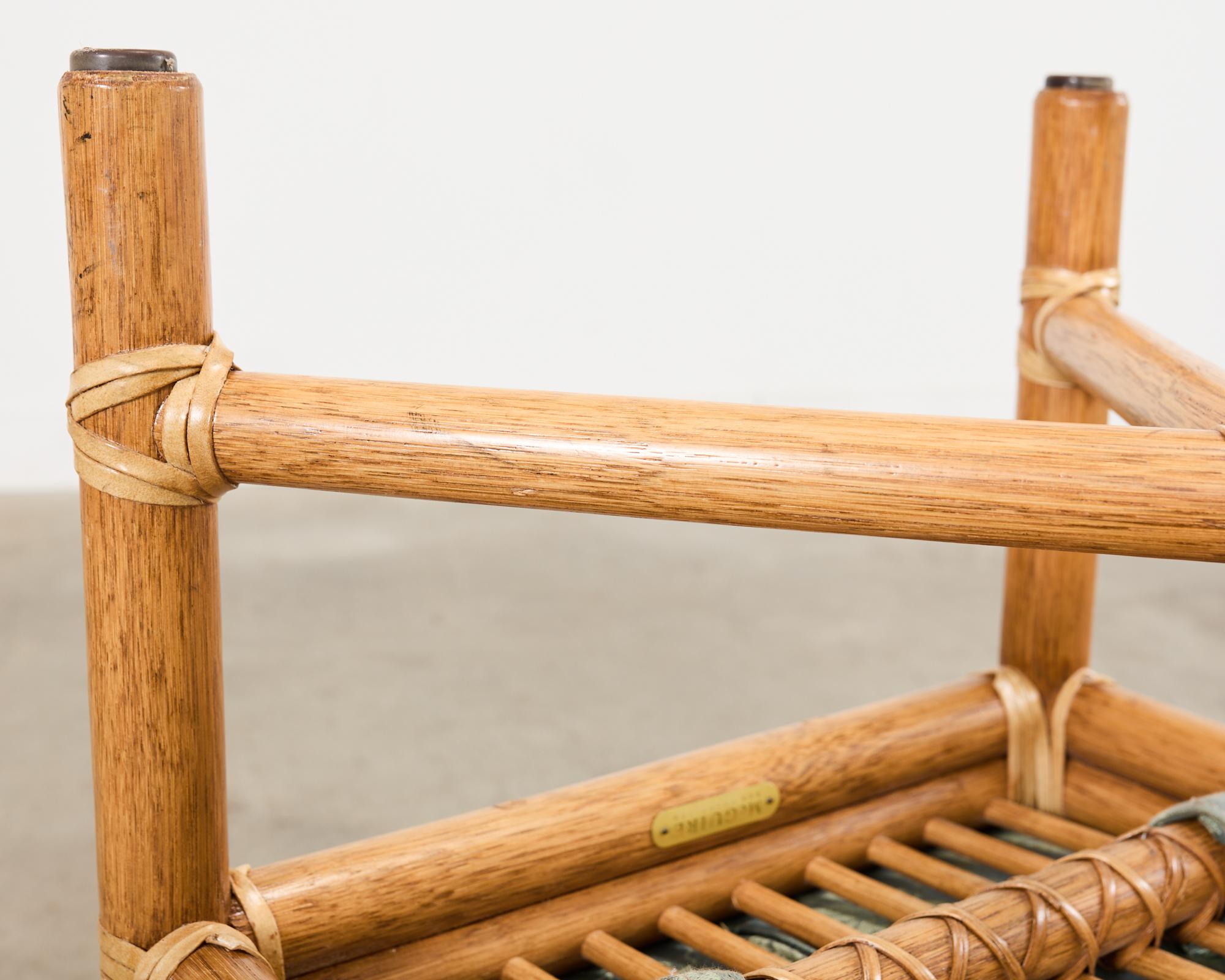 Pair of McGuire Organic Modern Bamboo Rattan Footstool Ottomans 12