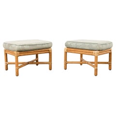 McGuire Organic Modern Bamboo Rattan Footstool Ottomans