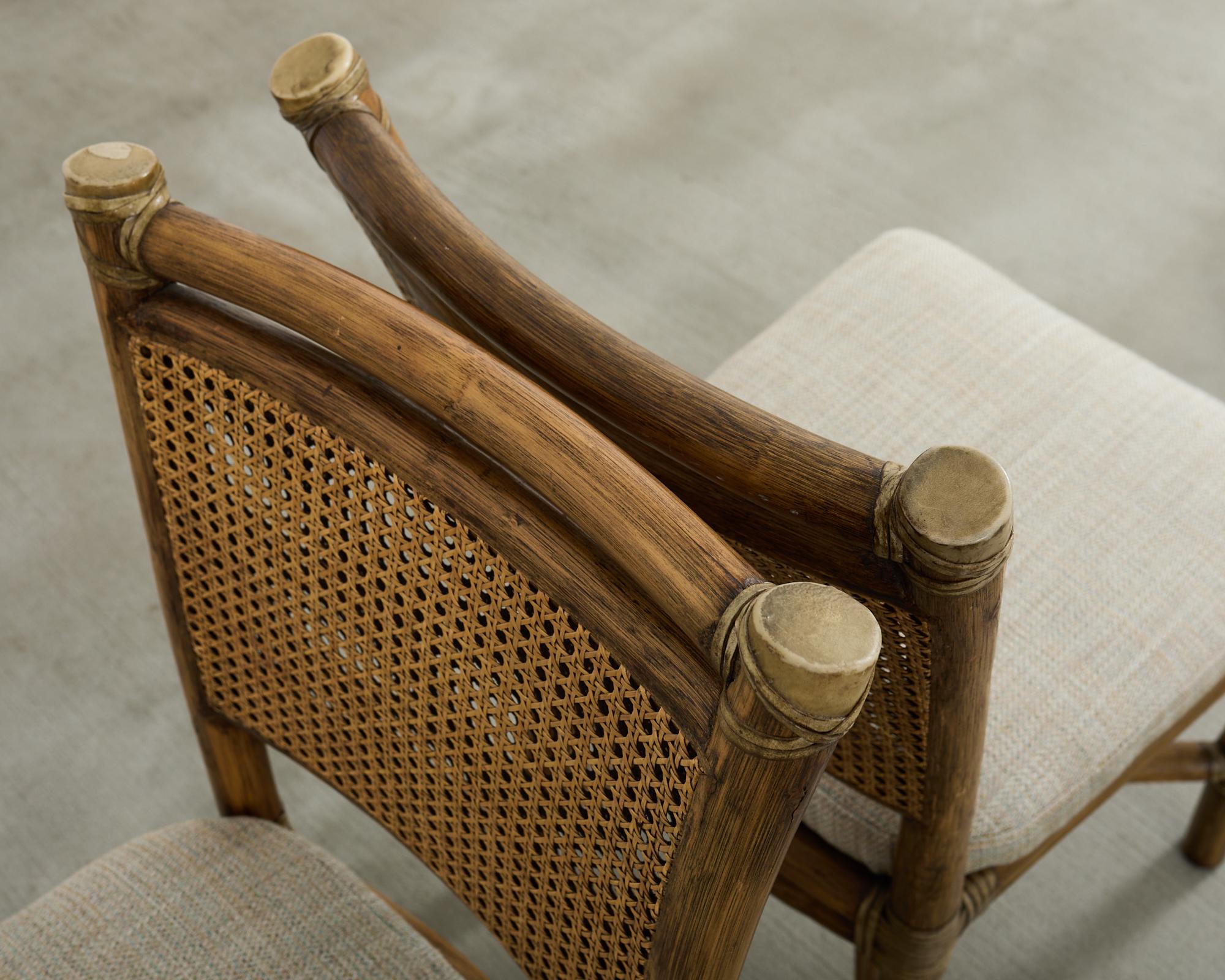 Coppia di sedie da pranzo moderne organiche McGuire in rattan e canna in vendita 3