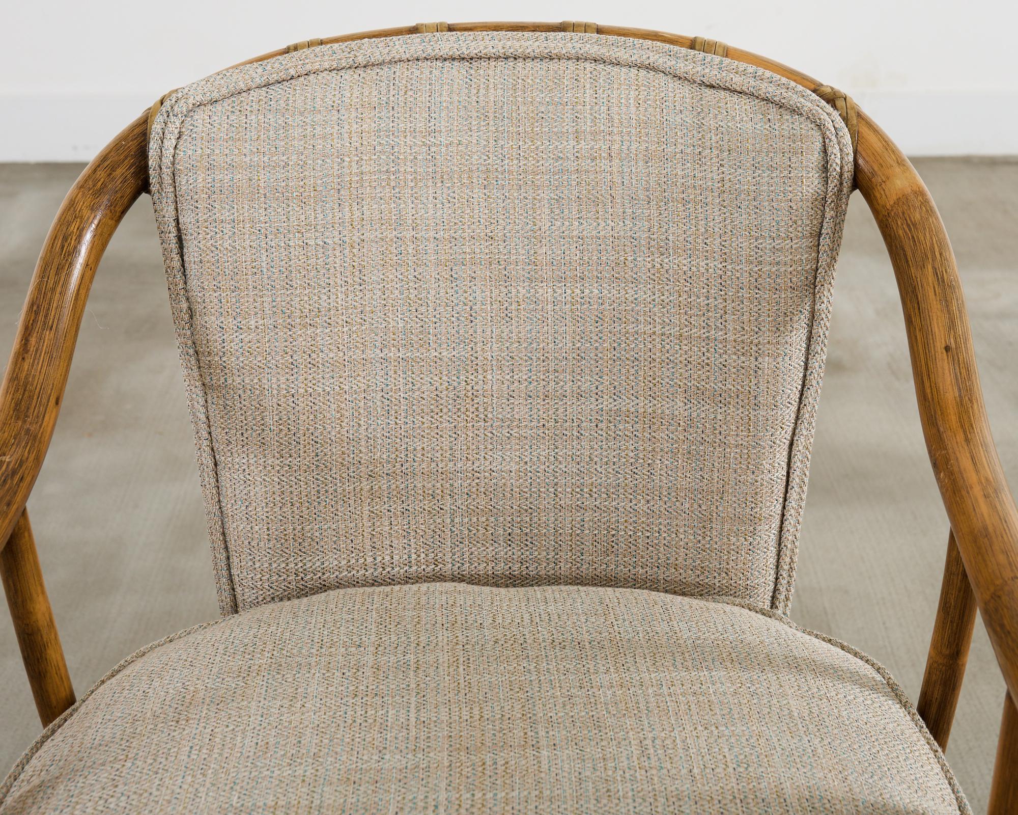 Pair of McGuire Organic Modern Rattan Armchairs and Ottomans For Sale 8