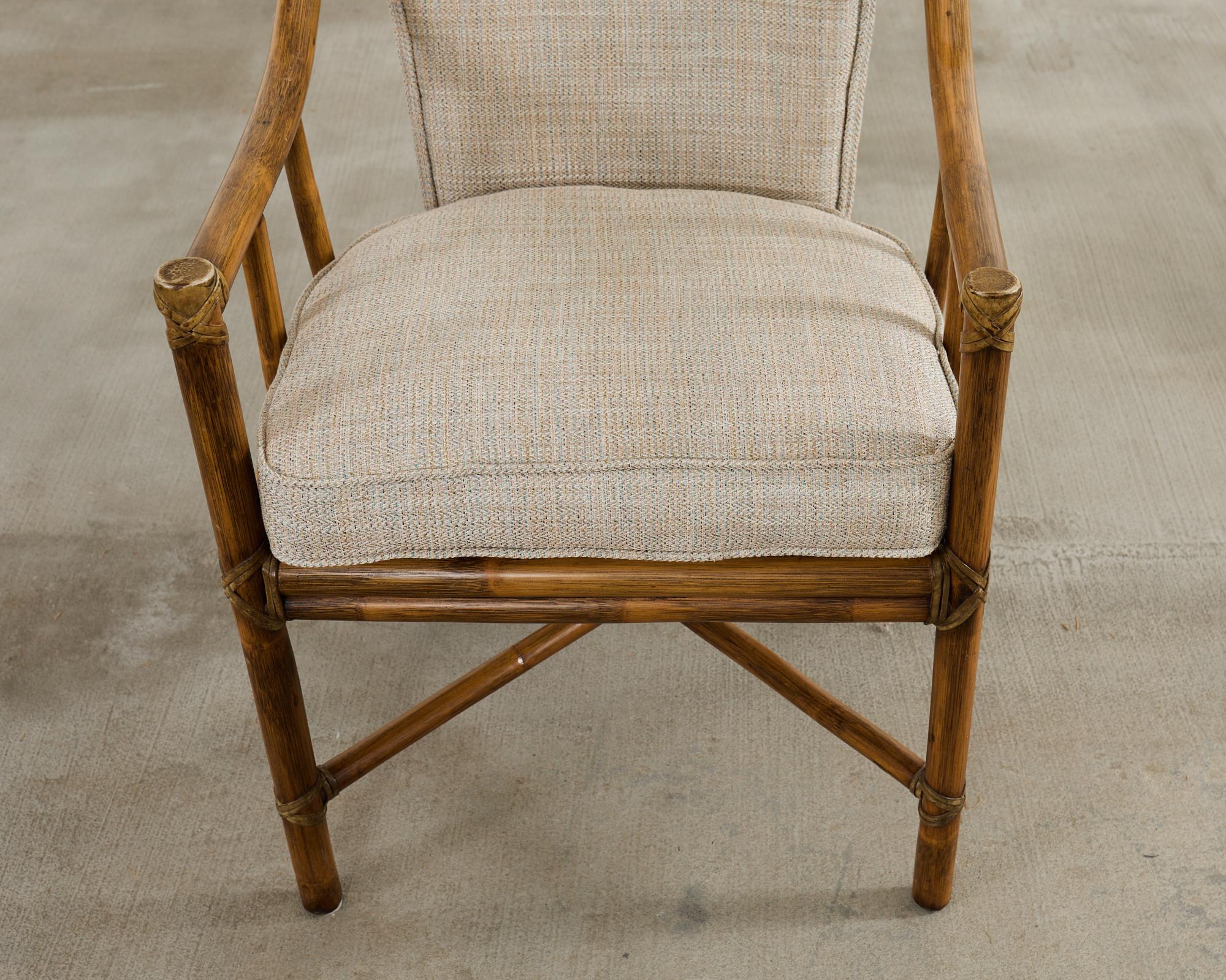 Pair of McGuire Organic Modern Rattan Armchairs and Ottomans For Sale 9