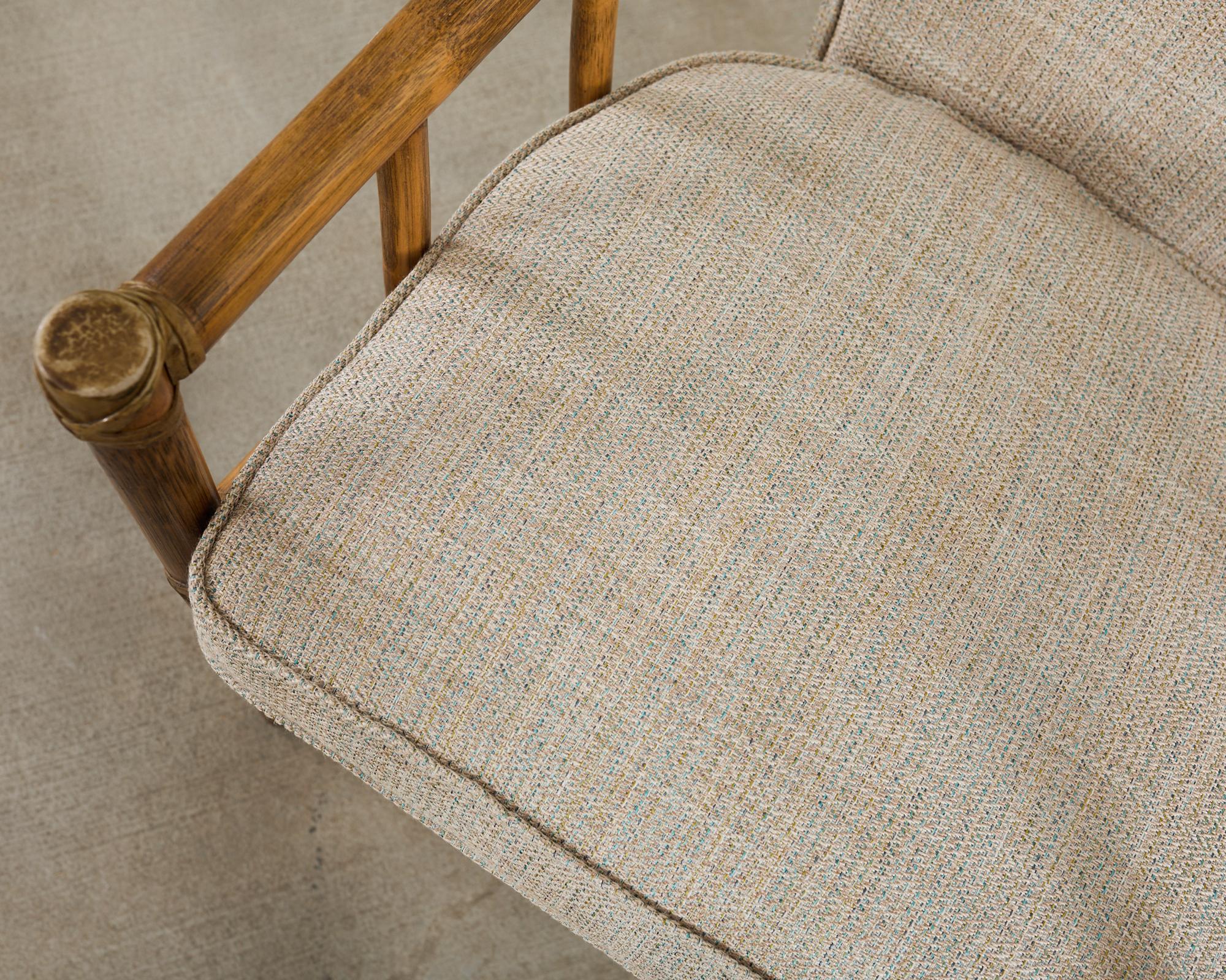 Pair of McGuire Organic Modern Rattan Armchairs and Ottomans For Sale 11