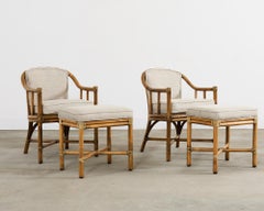 Paire de fauteuils et d'ottomans McGuire en rotin organique et moderne