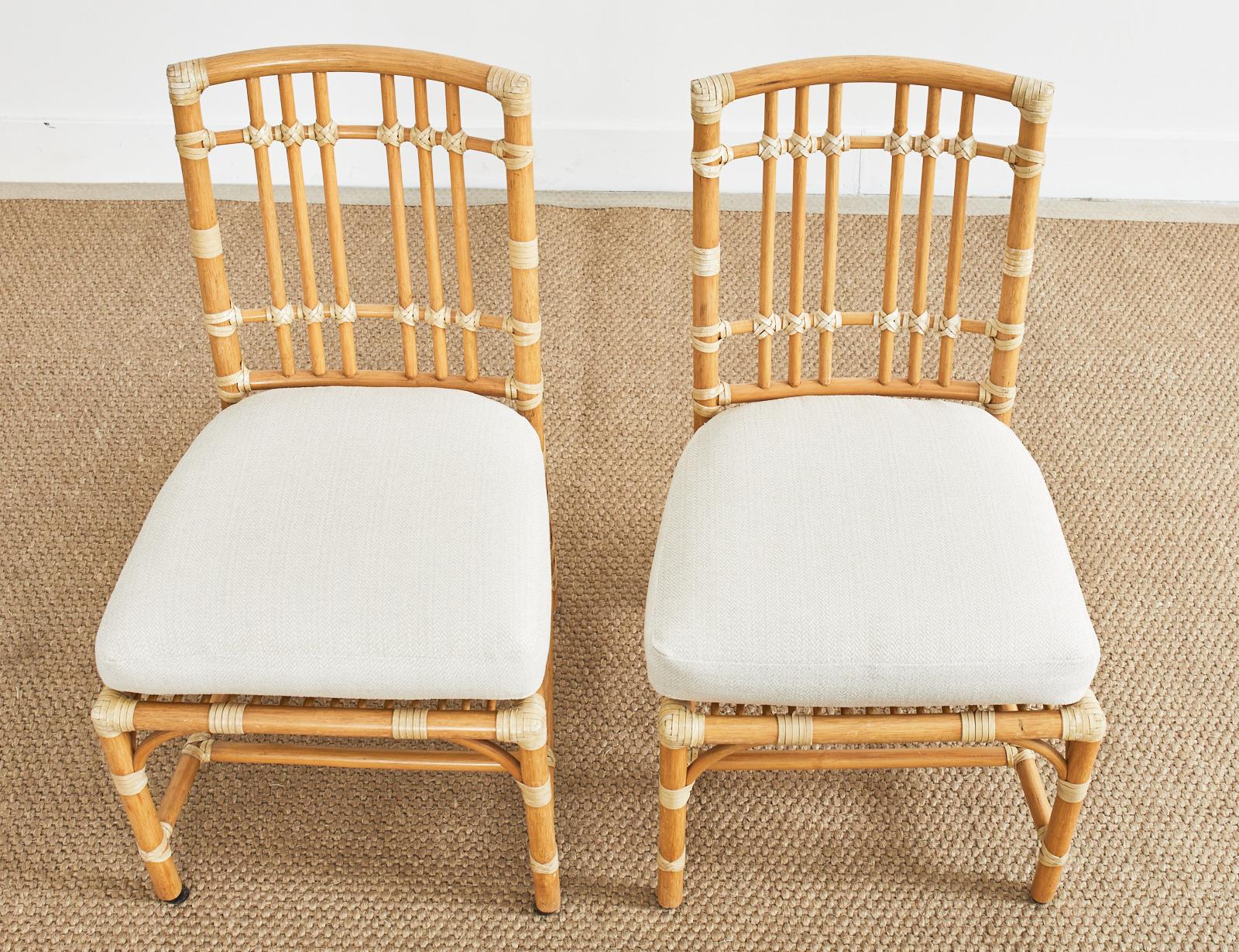 American Pair of McGuire Organic Modern Rattan Balboa Dining Chairs