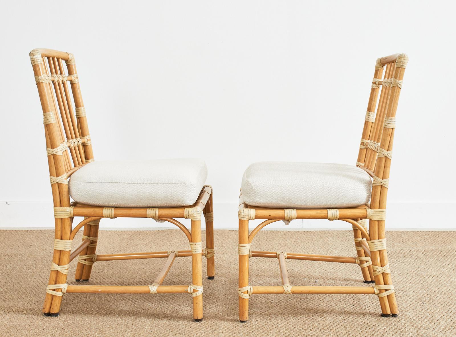 Hand-Crafted Pair of McGuire Organic Modern Rattan Balboa Dining Chairs
