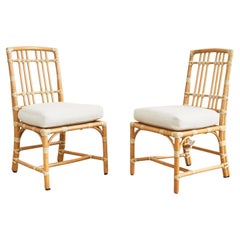 Pair of McGuire Organic Modern Rattan Balboa Dining Chairs