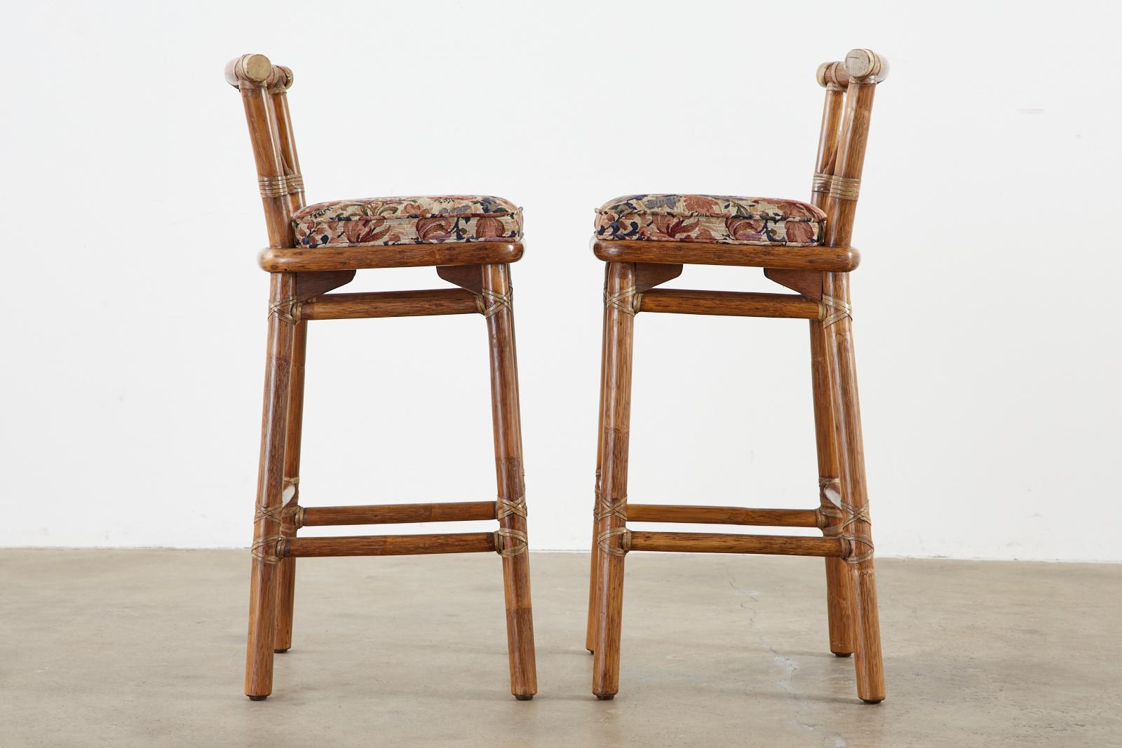 American Pair of McGuire Organic Modern Rattan Bar Stools