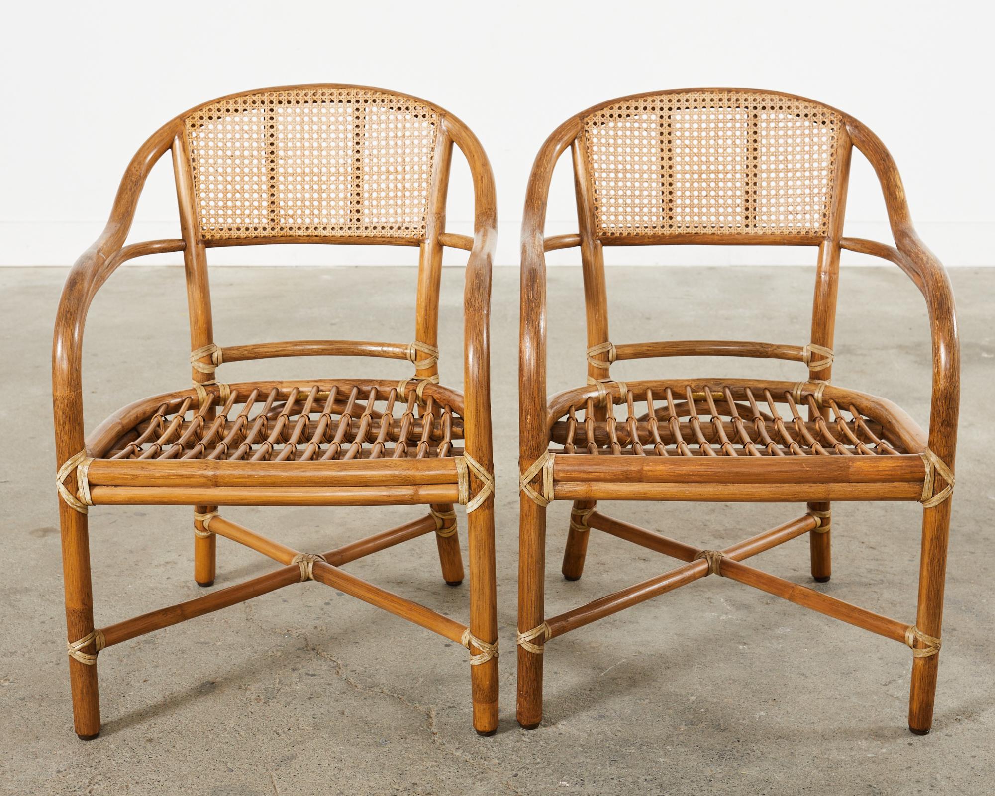 Pair of McGuire Organic Modern Rattan Cane Armchairs For Sale 3