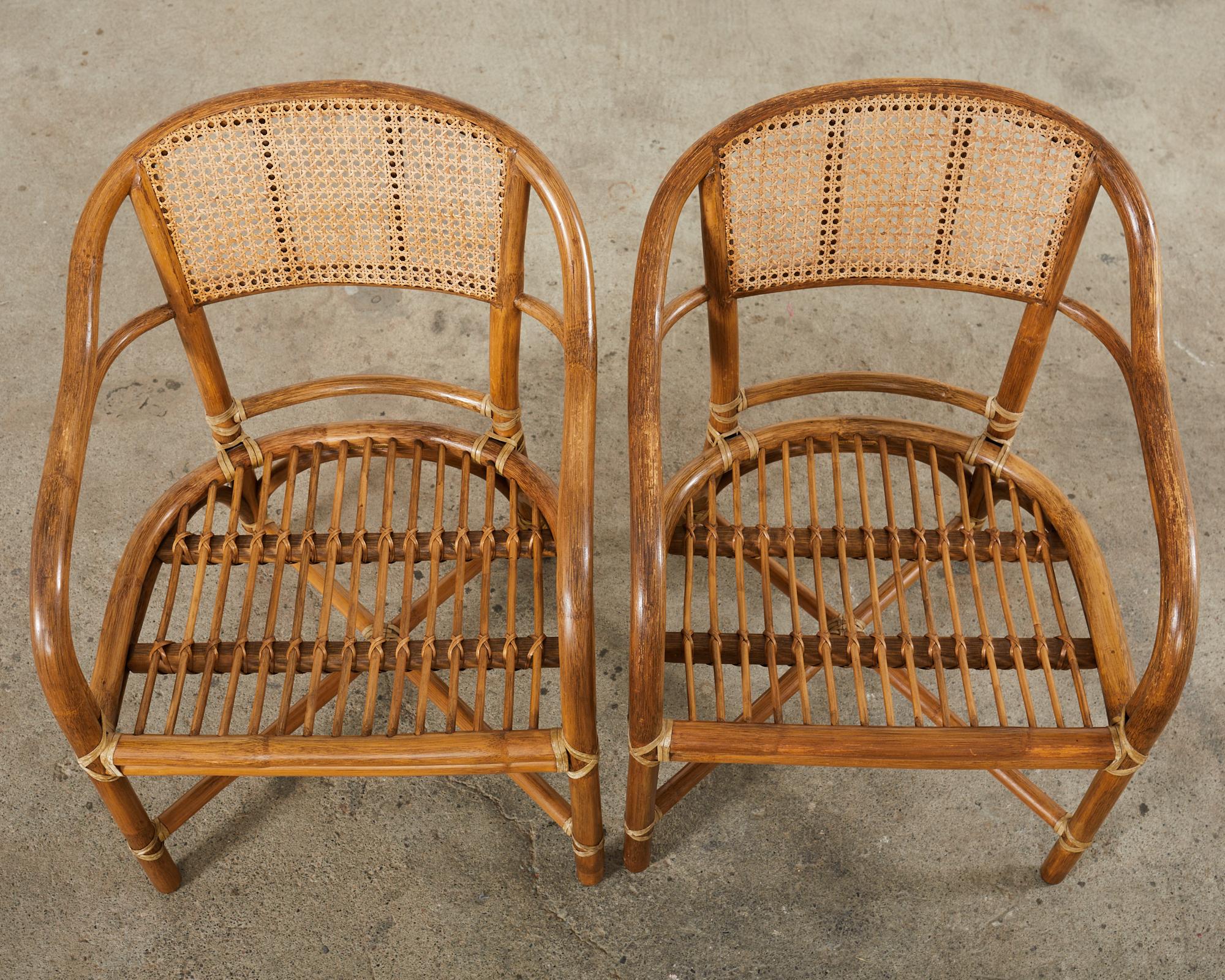 Pair of McGuire Organic Modern Rattan Cane Armchairs For Sale 4