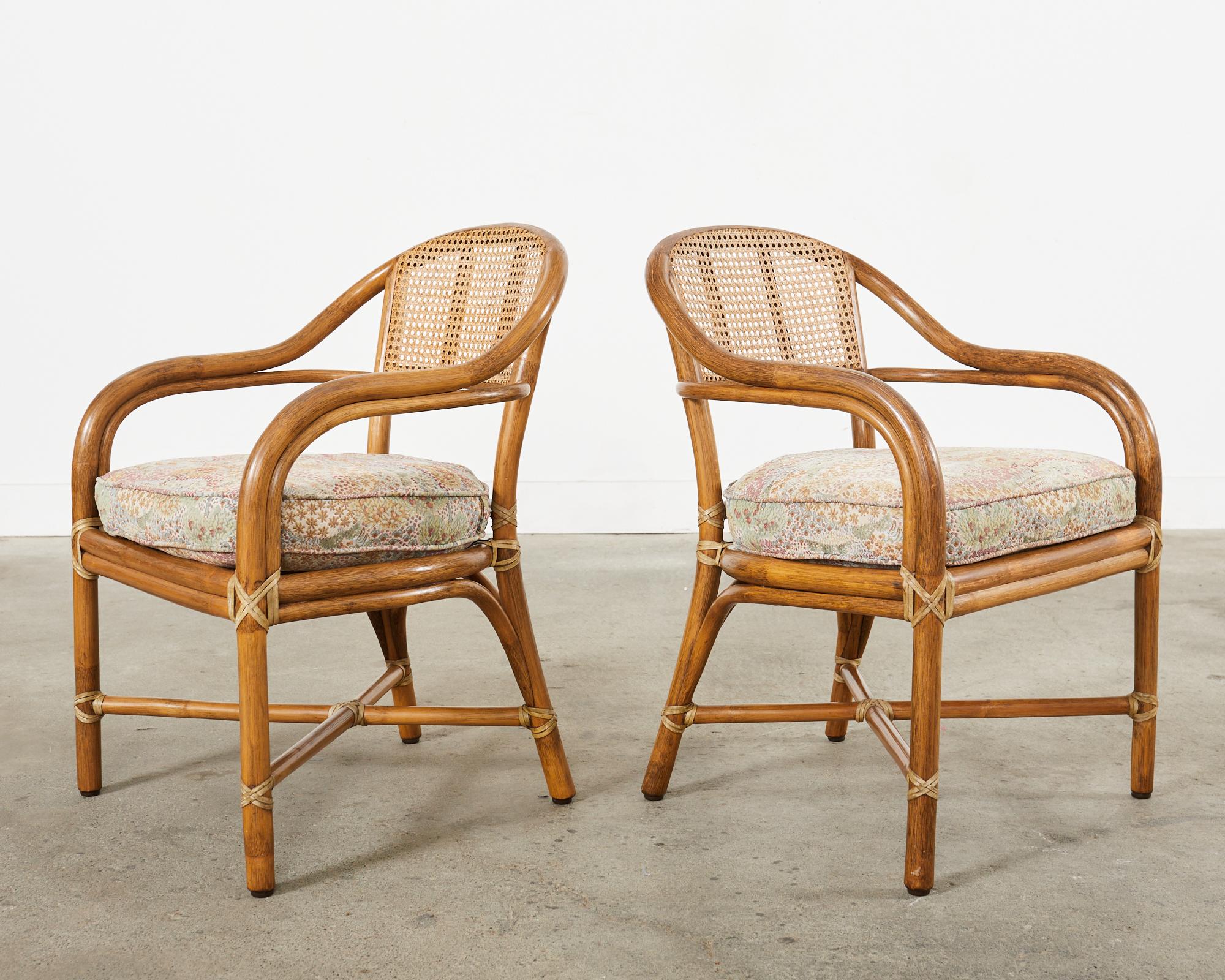 American Pair of McGuire Organic Modern Rattan Cane Armchairs For Sale