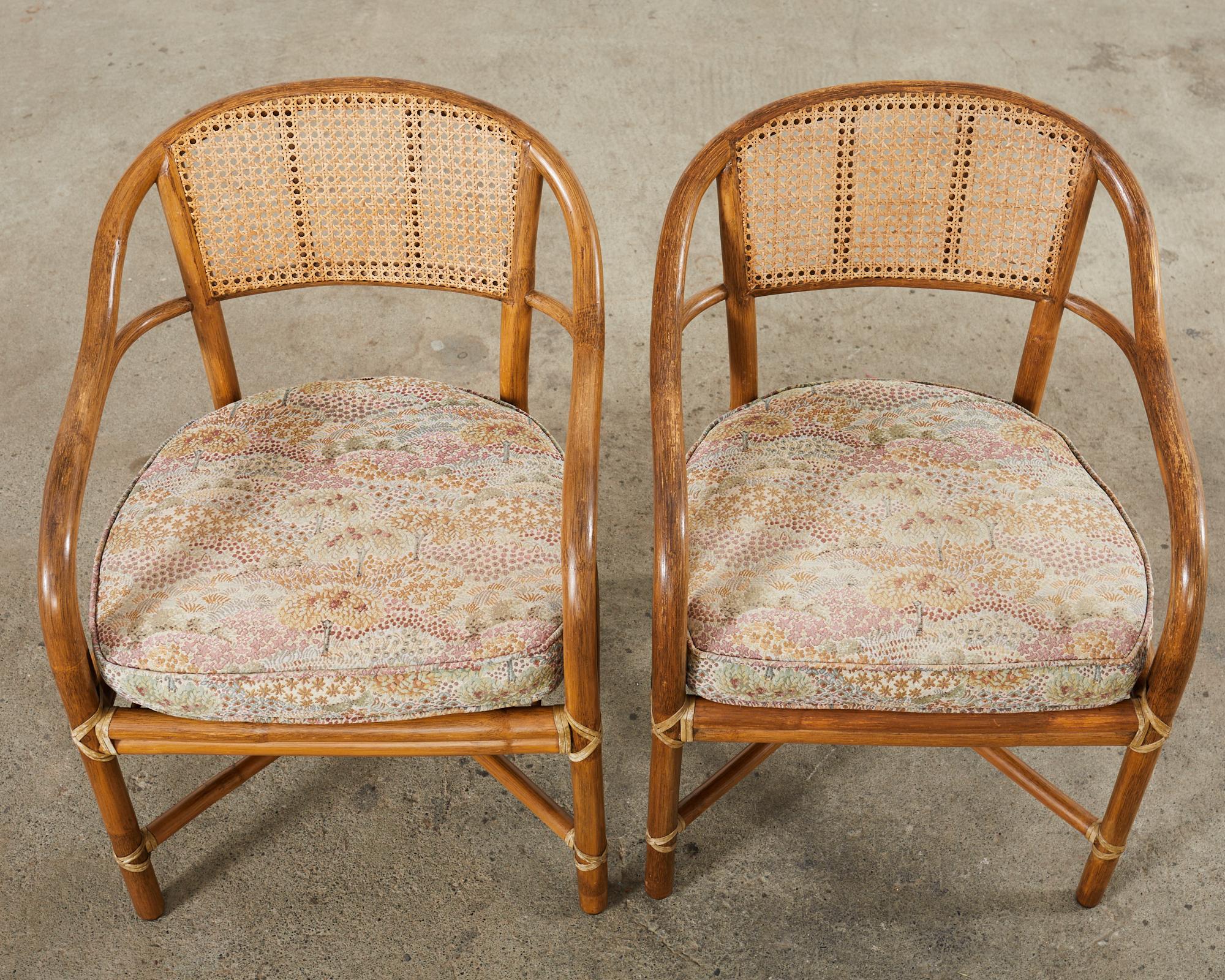 20th Century Pair of McGuire Organic Modern Rattan Cane Armchairs For Sale