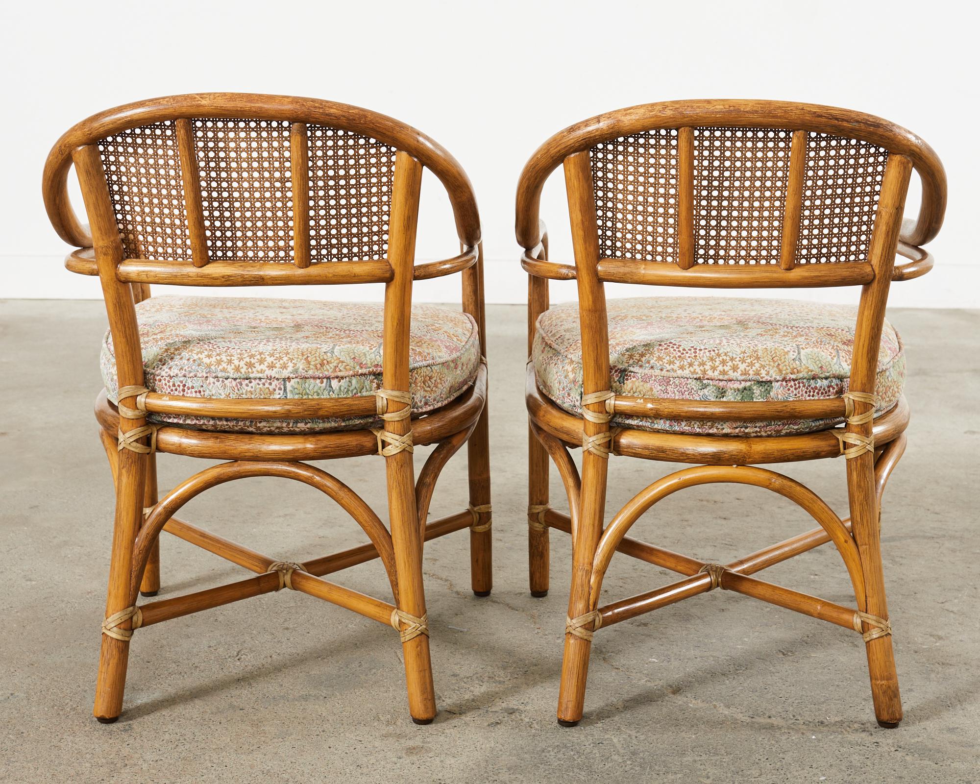 Pair of McGuire Organic Modern Rattan Cane Armchairs For Sale 2