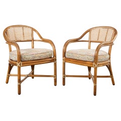 Used Pair of McGuire Organic Modern Rattan Cane Armchairs
