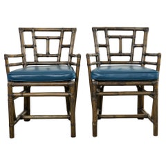 Pair of McGuire Organic Modern Rattan Library Armchairs