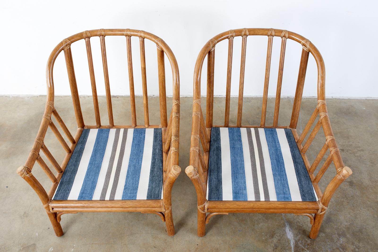 Bamboo Pair of McGuire Organic Modern Rattan Lounge Chairs