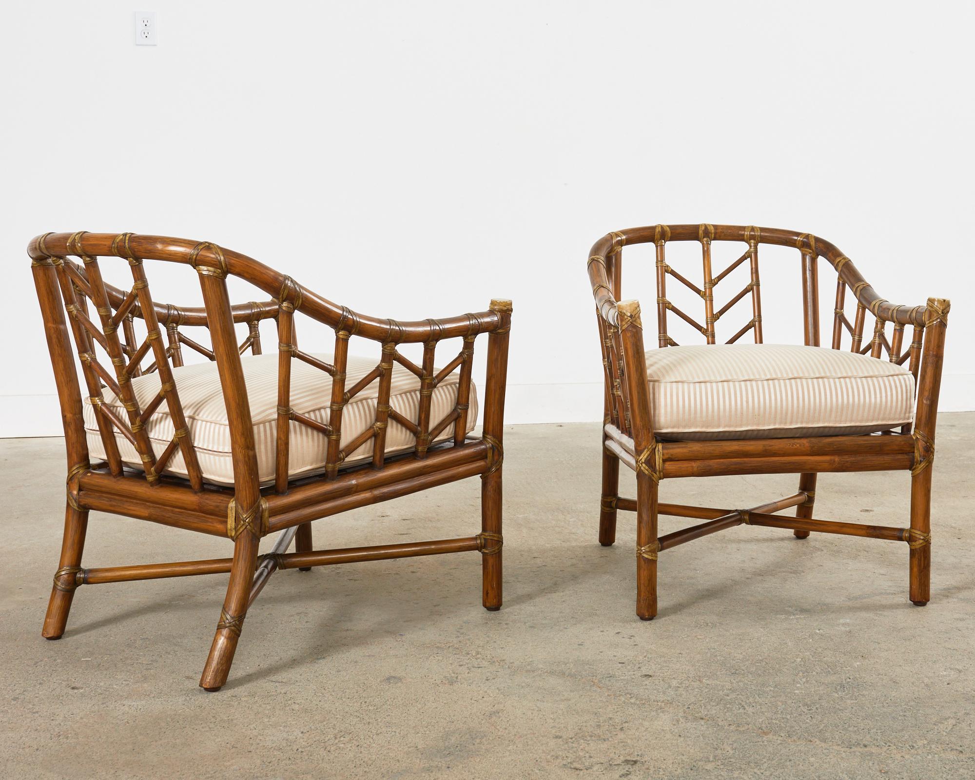 Pair of McGuire Organic Modern Rattan Lounge Chairs 6