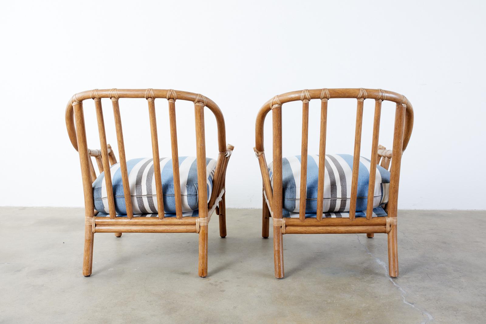 Pair of McGuire Organic Modern Rattan Lounge Chairs 8