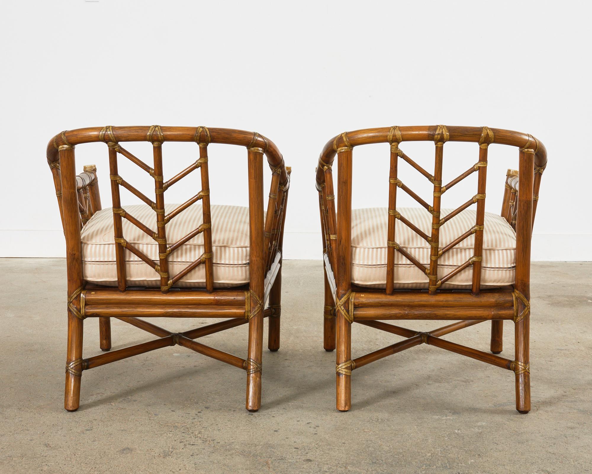 Pair of McGuire Organic Modern Rattan Lounge Chairs 13